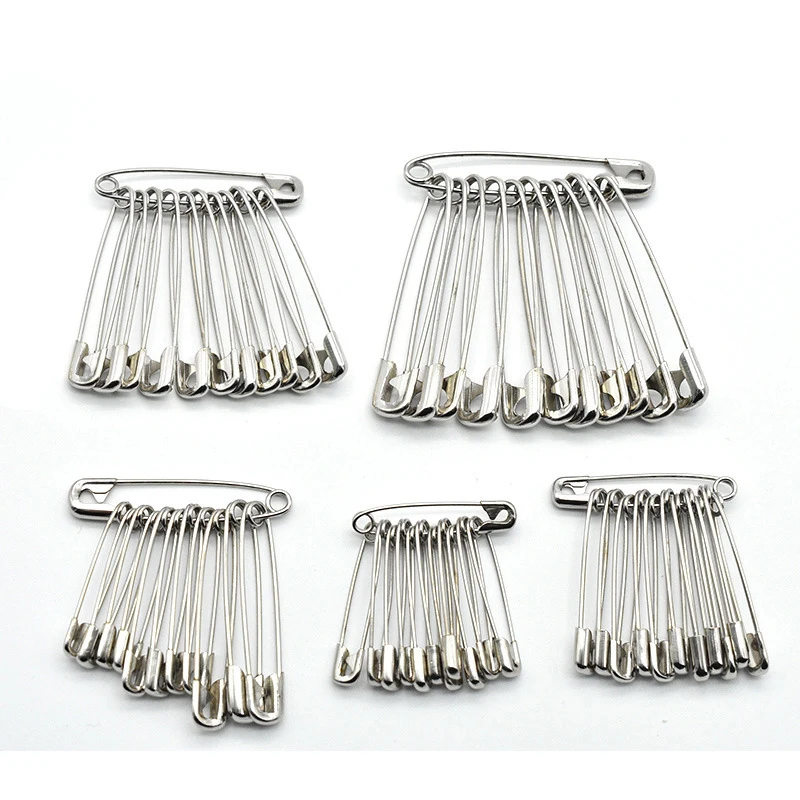 100Pcs Silver Tone Safety Pins Stainless Steel Brooch Jewelry Small Safety Pins Brooch Craft for DIY Sewing Tools Accessories