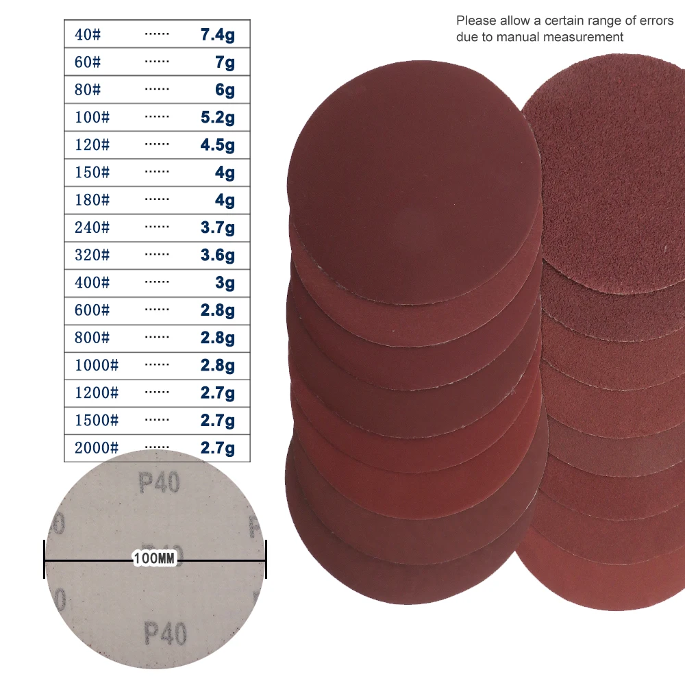 20Pcs 1/2/3/4/5 Inch Hook & Loop Sanding Discs Aluminium Oxide Sandpaper 40-2000 Grit for Abrasive Drill Grinder Rotary Tools