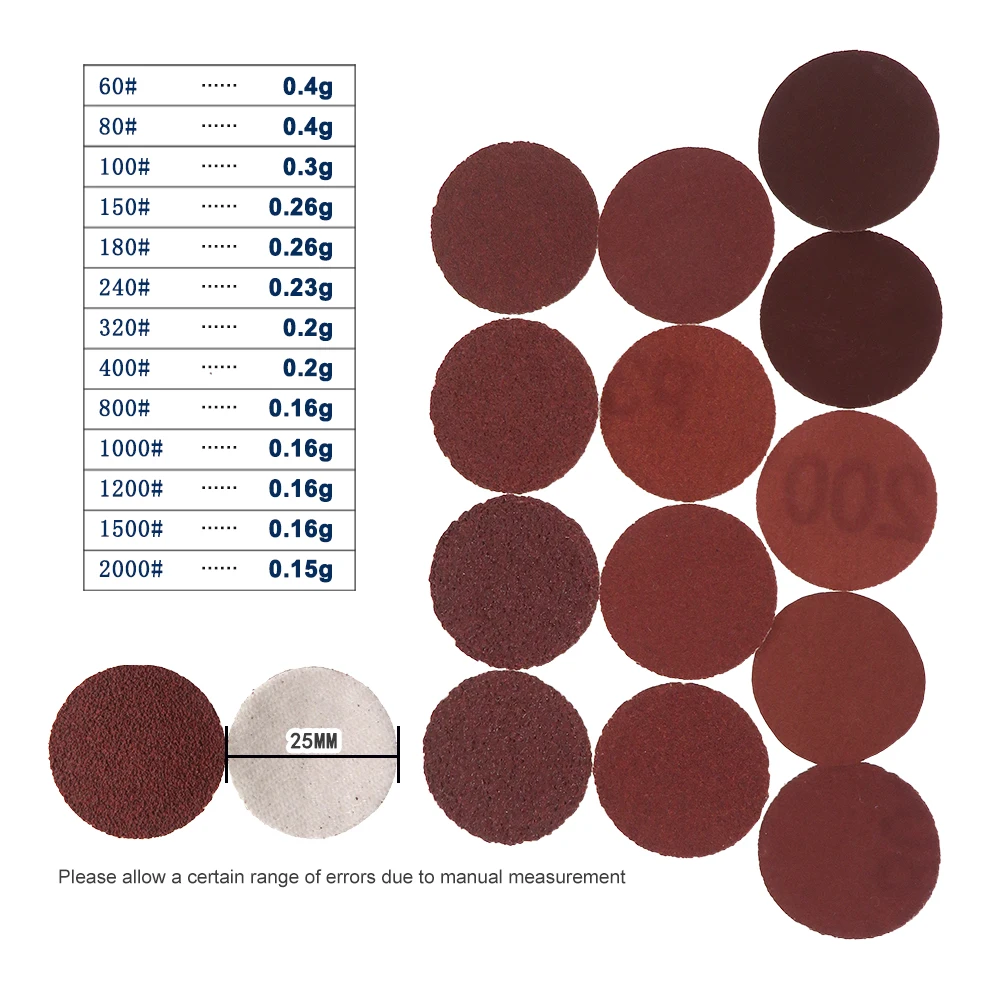 20Pcs 1/2/3/4/5 Inch Hook & Loop Sanding Discs Aluminium Oxide Sandpaper 40-2000 Grit for Abrasive Drill Grinder Rotary Tools