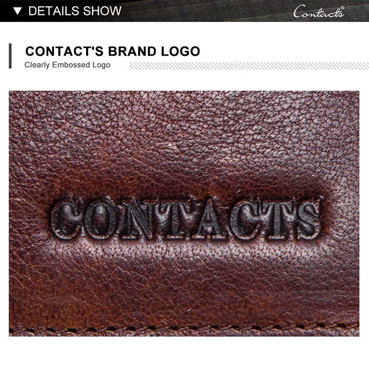 CONTACT'S Genuine Leather Short Wallets for Men RFID Vintage Coin Purse Card Holder Male Money Clip Women‘s Wallet Bag Handbag