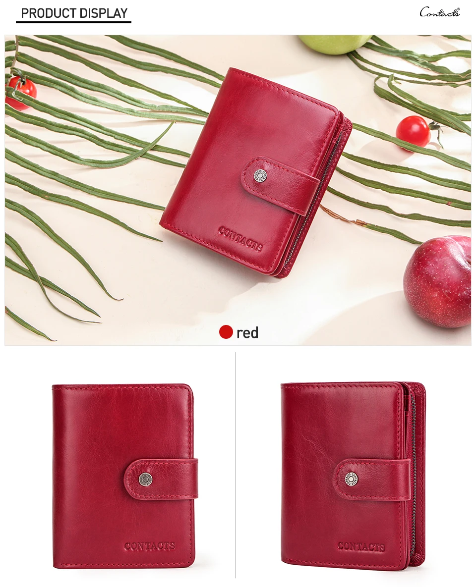 CONTACT'S Genuine Leather Short Wallets for Men RFID Vintage Coin Purse Card Holder Male Money Clip Women‘s Wallet Bag Handbag