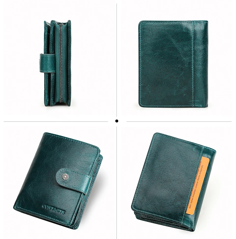 CONTACT'S Genuine Leather Short Wallets for Men RFID Vintage Coin Purse Card Holder Male Money Clip Women‘s Wallet Bag Handbag
