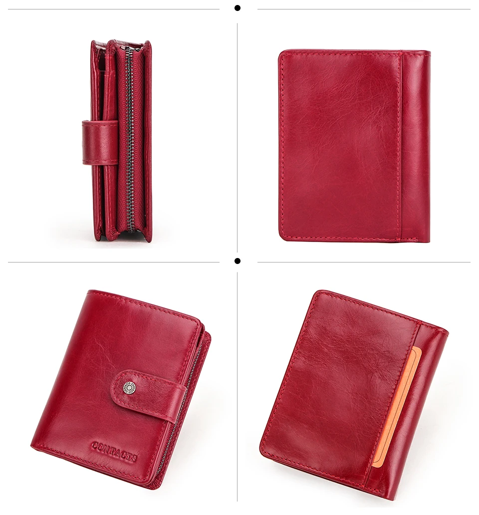 CONTACT'S Genuine Leather Short Wallets for Men RFID Vintage Coin Purse Card Holder Male Money Clip Women‘s Wallet Bag Handbag