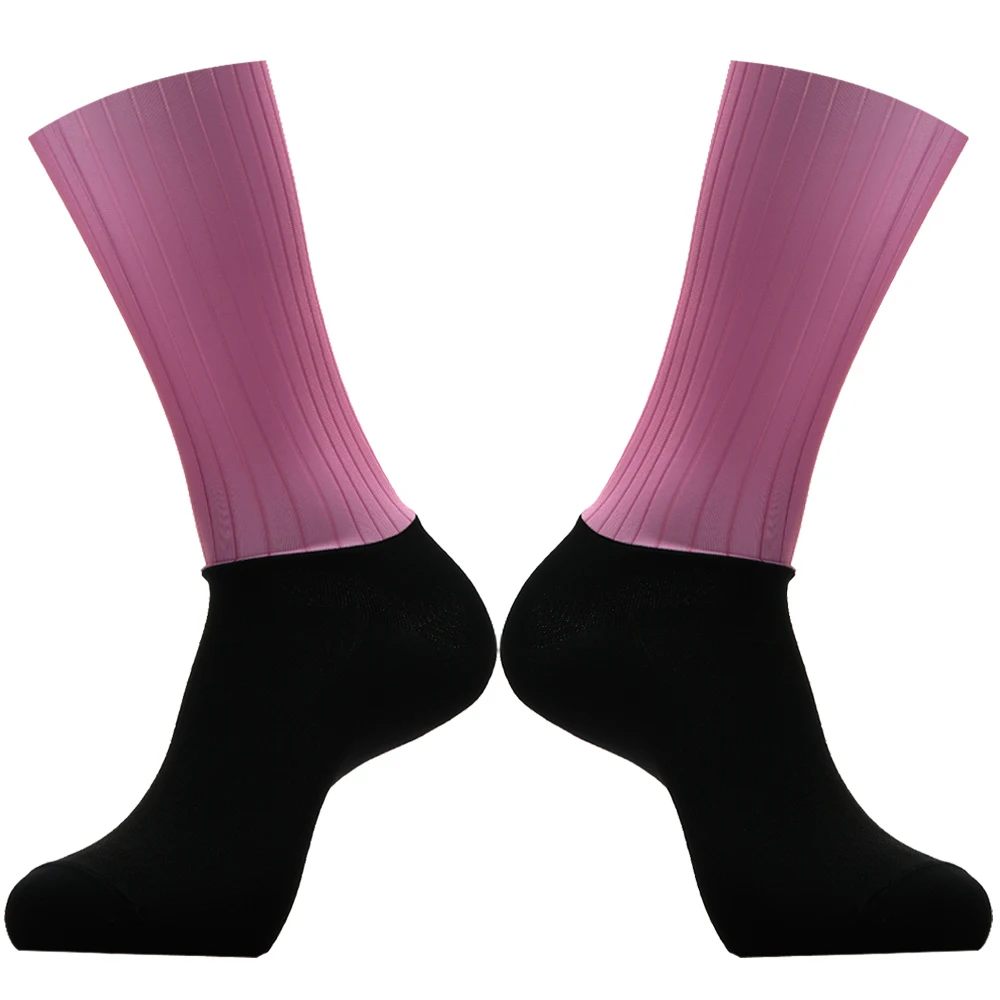 Anti Slip Silicone Summer Aero Socks Whiteline Cycling Socks Men Bicycle Sport Running Bike Socks Calcetines Ciclismo