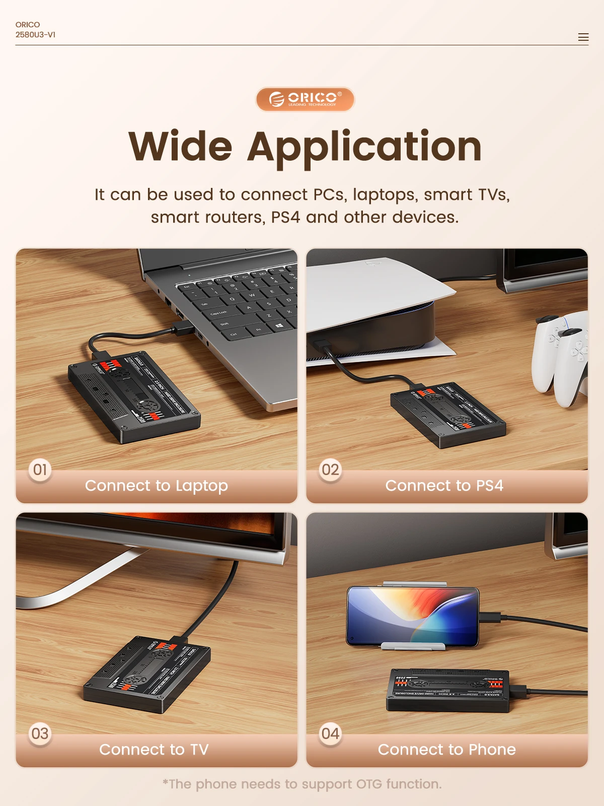 ORICO 2.5'' HDD Enclosure SATA to USB3.0 External Hard Drive Case 5Gbps / 6Gbps Type-C HDD Case With DIY Sticker