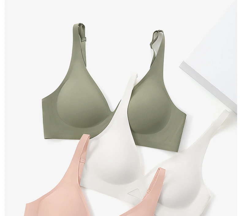 FINETOO Deep V Seamless Bra Women Sexy Hollow Underwear Ladies Comfortable Wireless Brassiere Soft Female 3/4 Cup Bras Lingerie