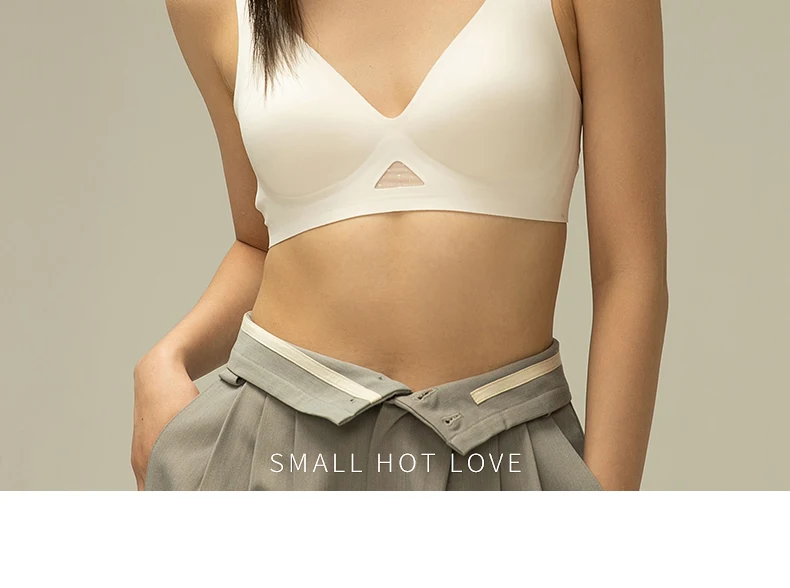 FINETOO Deep V Seamless Bra Women Sexy Hollow Underwear Ladies Comfortable Wireless Brassiere Soft Female 3/4 Cup Bras Lingerie