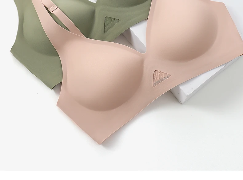 FINETOO Deep V Seamless Bra Women Sexy Hollow Underwear Ladies Comfortable Wireless Brassiere Soft Female 3/4 Cup Bras Lingerie