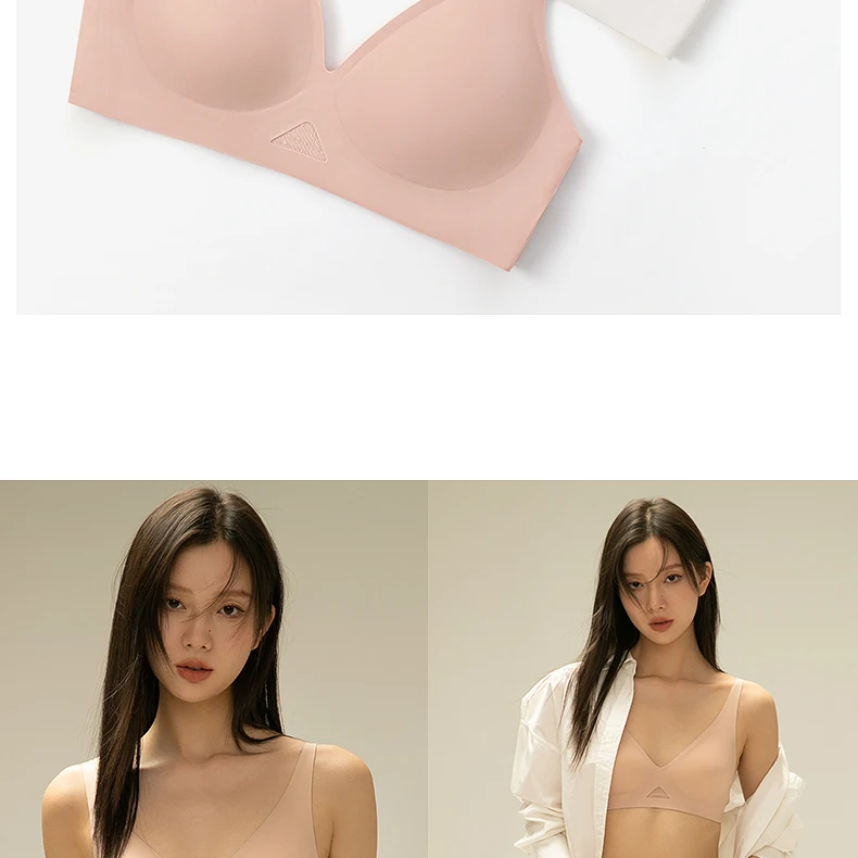 FINETOO Deep V Seamless Bra Women Sexy Hollow Underwear Ladies Comfortable Wireless Brassiere Soft Female 3/4 Cup Bras Lingerie