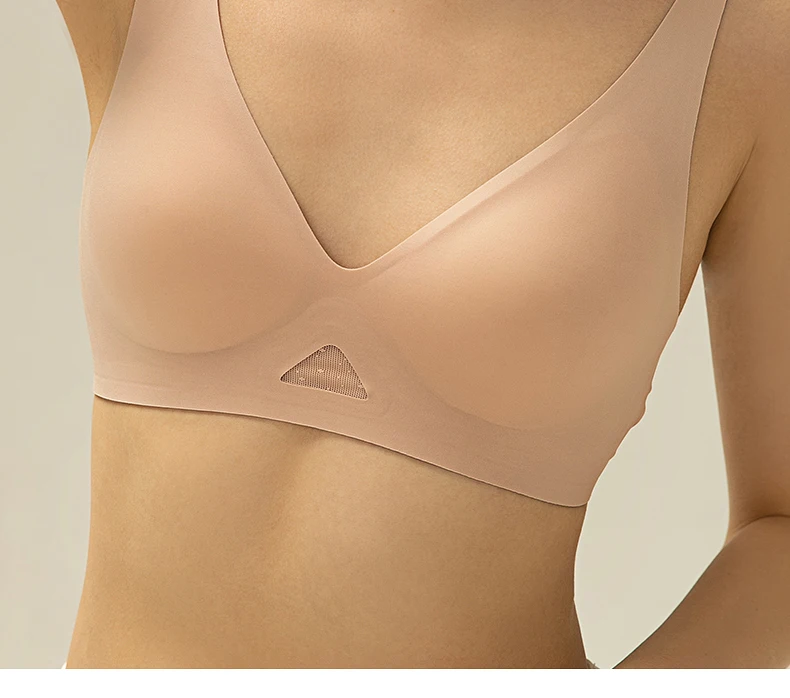 FINETOO Deep V Seamless Bra Women Sexy Hollow Underwear Ladies Comfortable Wireless Brassiere Soft Female 3/4 Cup Bras Lingerie