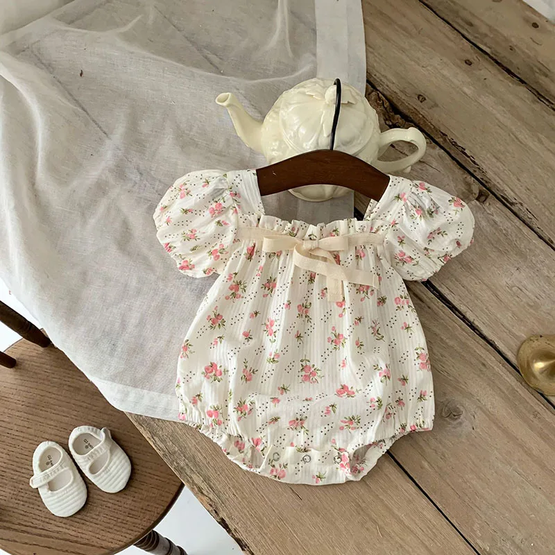 Baby Clothing Summer Newborn Clothing Floral Romper TGie Jumpsuits Short Sleeve Sunsuits 0-2Y Infant Rompers