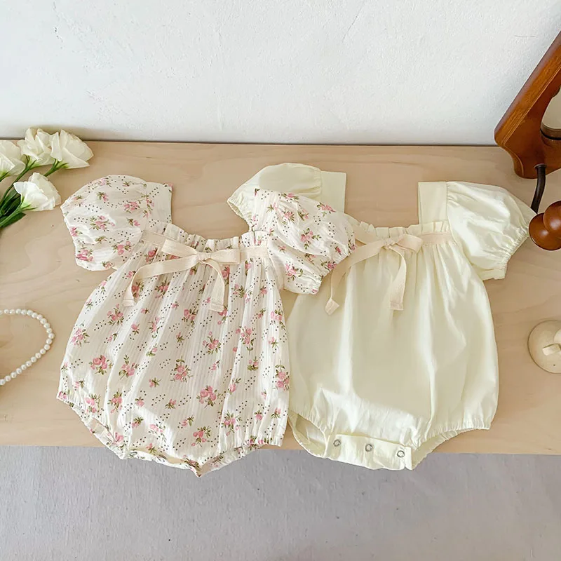 Baby Clothing Summer Newborn Clothing Floral Romper TGie Jumpsuits Short Sleeve Sunsuits 0-2Y Infant Rompers