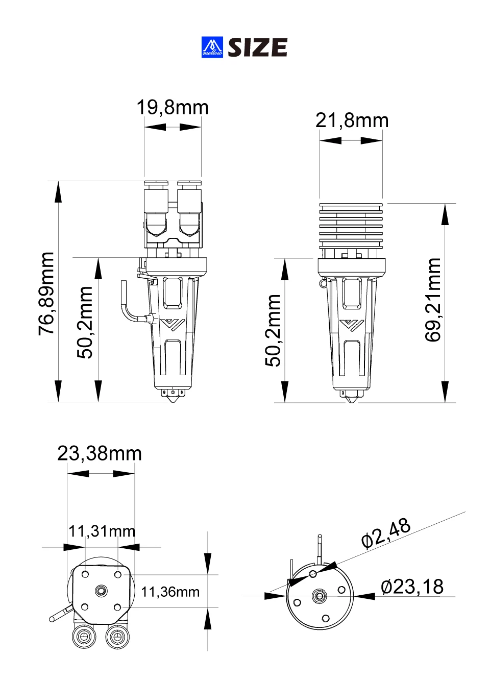 Mellow All Metal Goliath Air / Water V2 Hotend For High Speed 3D Printer Vzbot Voron HevORT Replace Dragon Crazy