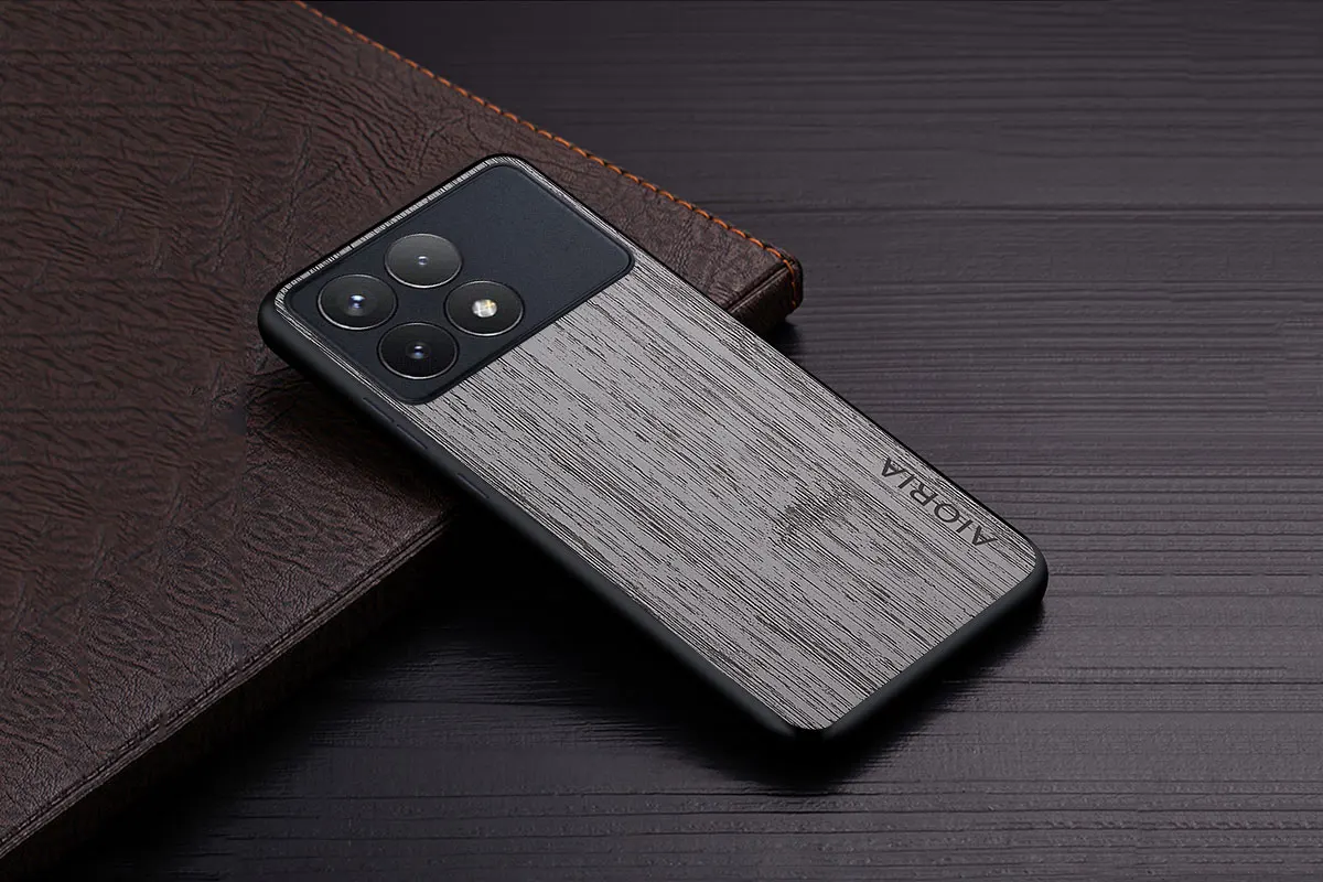 Case for Poco X6 Pro X7 Pro Poco M6 Pro Coque Bamboo Wood Pattern Leather Phone Cover Luxury Funda for Xiaomi Poco X6 Pro Case
