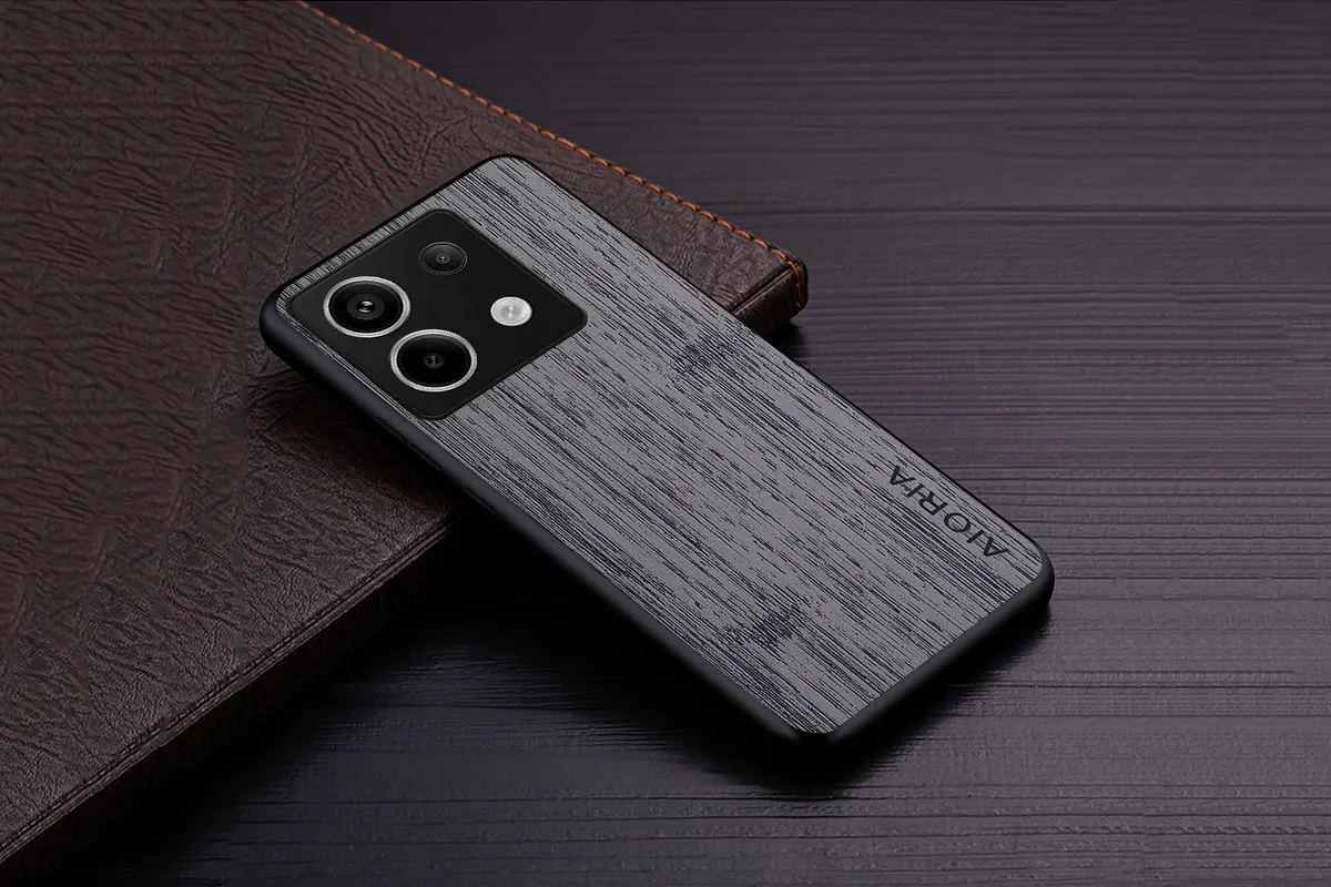 Case for Poco X6 Pro X7 Pro Poco M6 Pro Coque Bamboo Wood Pattern Leather Phone Cover Luxury Funda for Xiaomi Poco X6 Pro Case