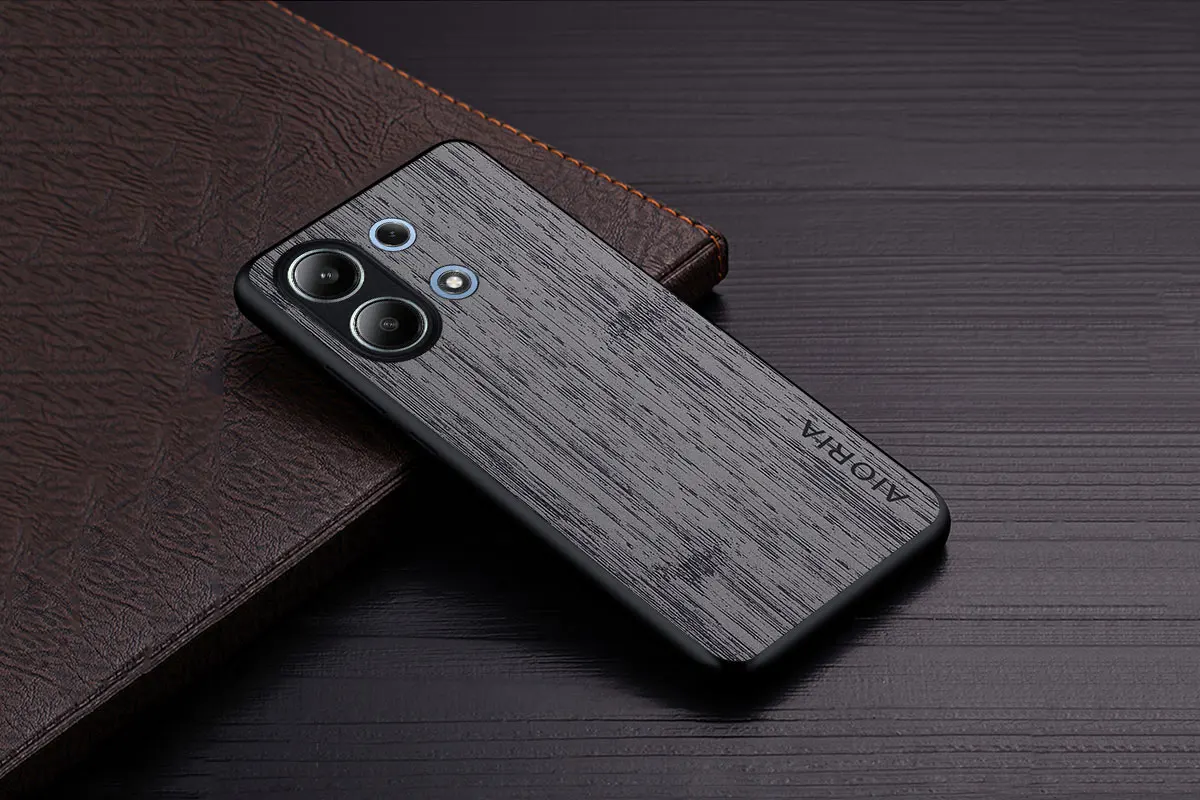 Case for Poco X6 Pro X7 Pro Poco M6 Pro Coque Bamboo Wood Pattern Leather Phone Cover Luxury Funda for Xiaomi Poco X6 Pro Case