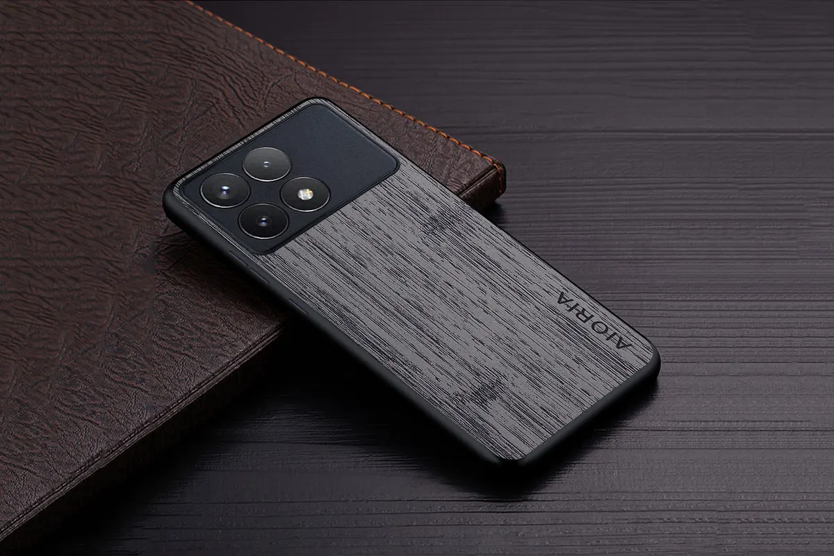 Case for Poco X6 Pro X7 Pro Poco M6 Pro Coque Bamboo Wood Pattern Leather Phone Cover Luxury Funda for Xiaomi Poco X6 Pro Case