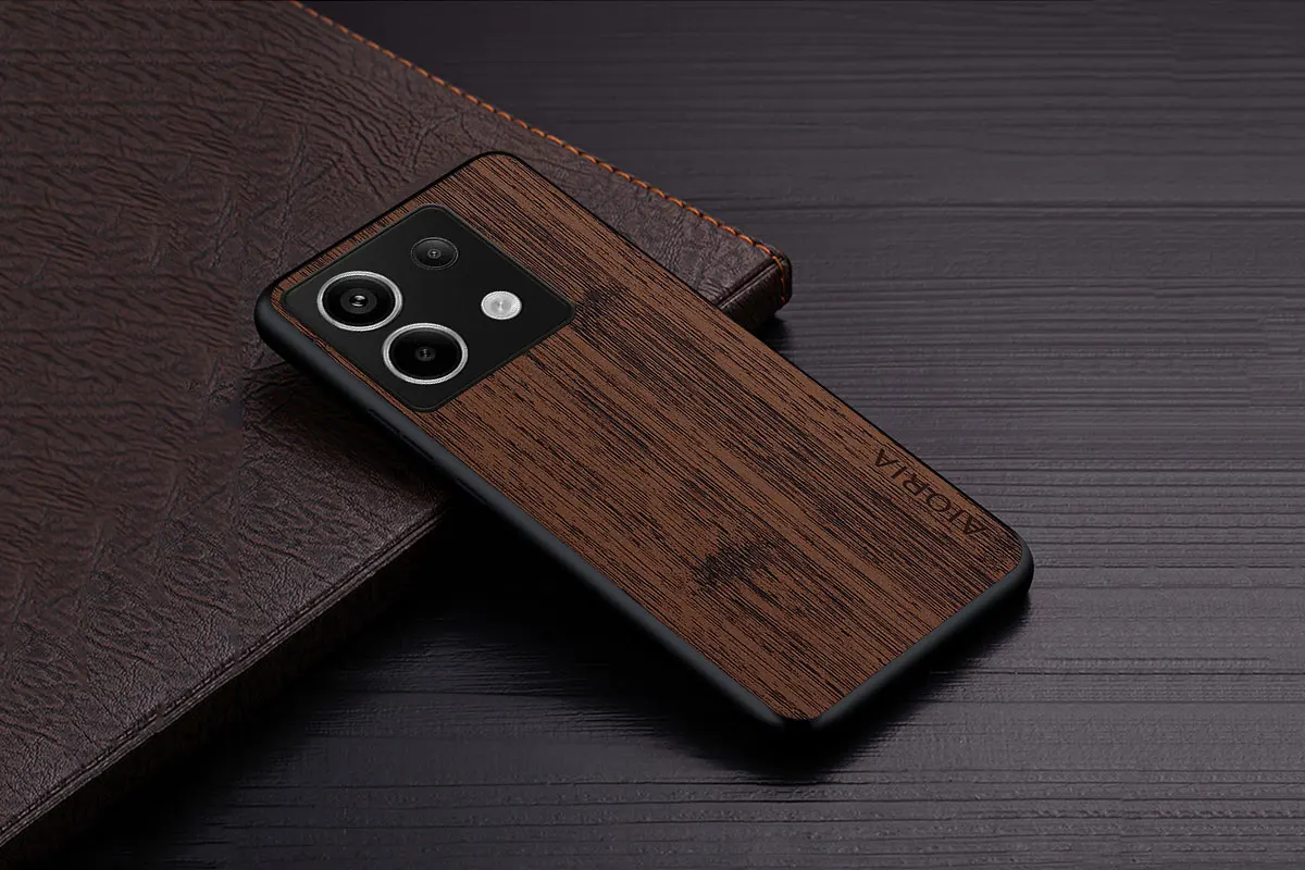 Case for Poco X6 Pro X7 Pro Poco M6 Pro Coque Bamboo Wood Pattern Leather Phone Cover Luxury Funda for Xiaomi Poco X6 Pro Case