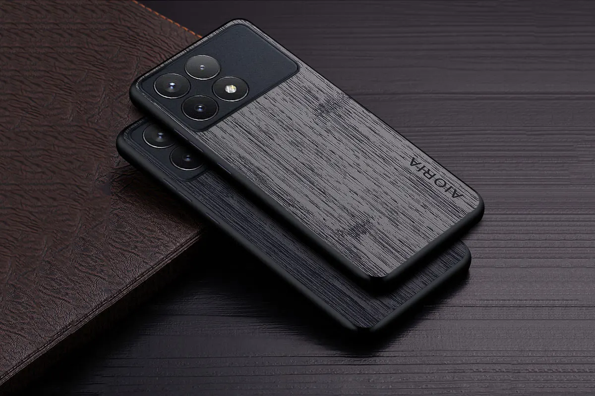 Case for Poco X6 Pro X7 Pro Poco M6 Pro Coque Bamboo Wood Pattern Leather Phone Cover Luxury Funda for Xiaomi Poco X6 Pro Case