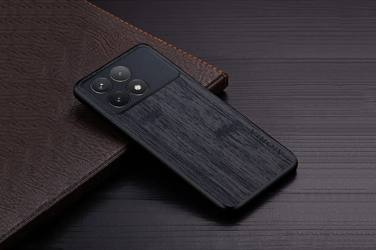 Case for Poco X6 Pro X7 Pro Poco M6 Pro Coque Bamboo Wood Pattern Leather Phone Cover Luxury Funda for Xiaomi Poco X6 Pro Case