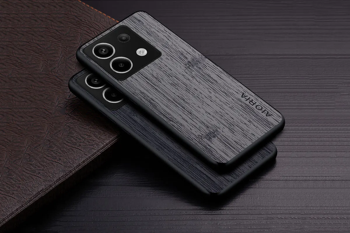 Case for Poco X6 Pro X7 Pro Poco M6 Pro Coque Bamboo Wood Pattern Leather Phone Cover Luxury Funda for Xiaomi Poco X6 Pro Case