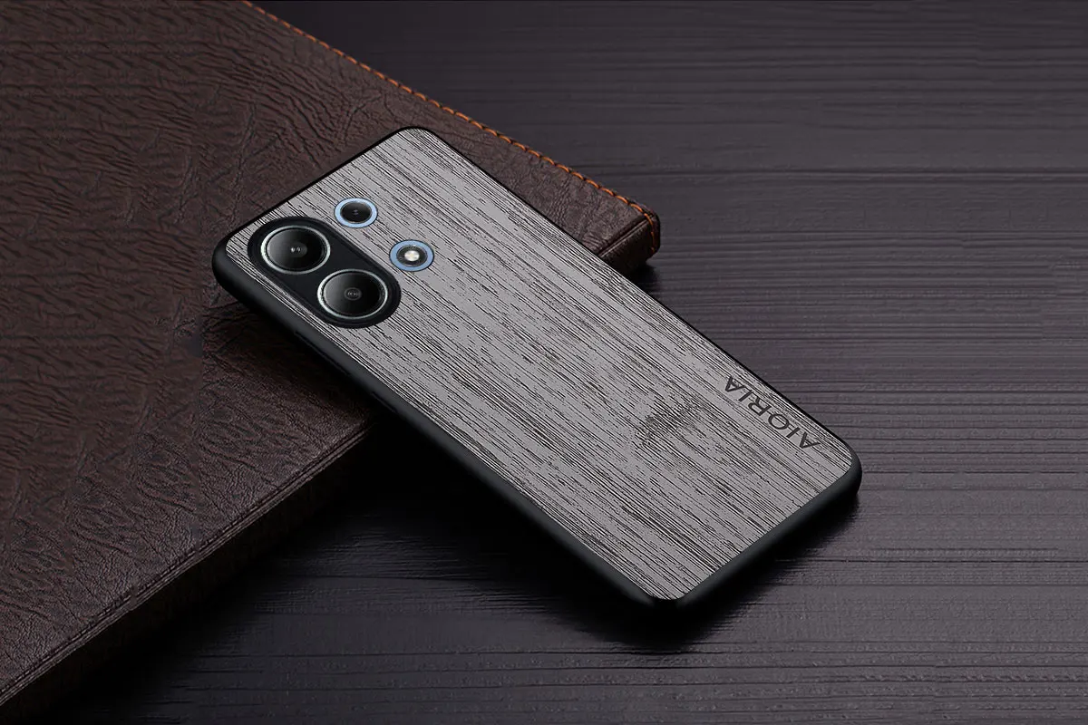 Case for Poco X6 Pro X7 Pro Poco M6 Pro Coque Bamboo Wood Pattern Leather Phone Cover Luxury Funda for Xiaomi Poco X6 Pro Case