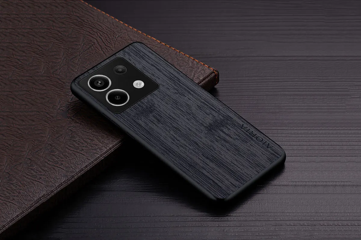 Case for Poco X6 Pro X7 Pro Poco M6 Pro Coque Bamboo Wood Pattern Leather Phone Cover Luxury Funda for Xiaomi Poco X6 Pro Case