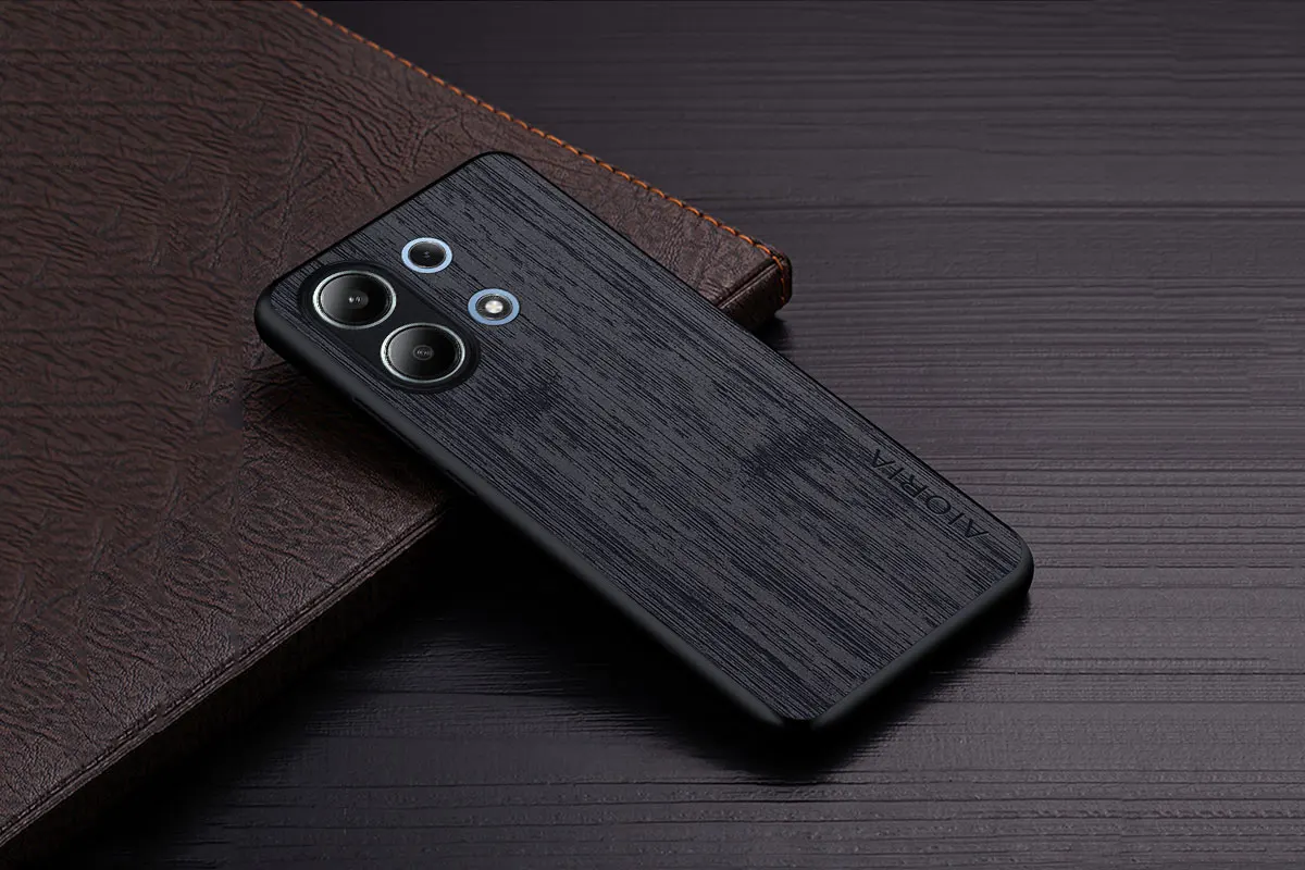 Case for Poco X6 Pro X7 Pro Poco M6 Pro Coque Bamboo Wood Pattern Leather Phone Cover Luxury Funda for Xiaomi Poco X6 Pro Case