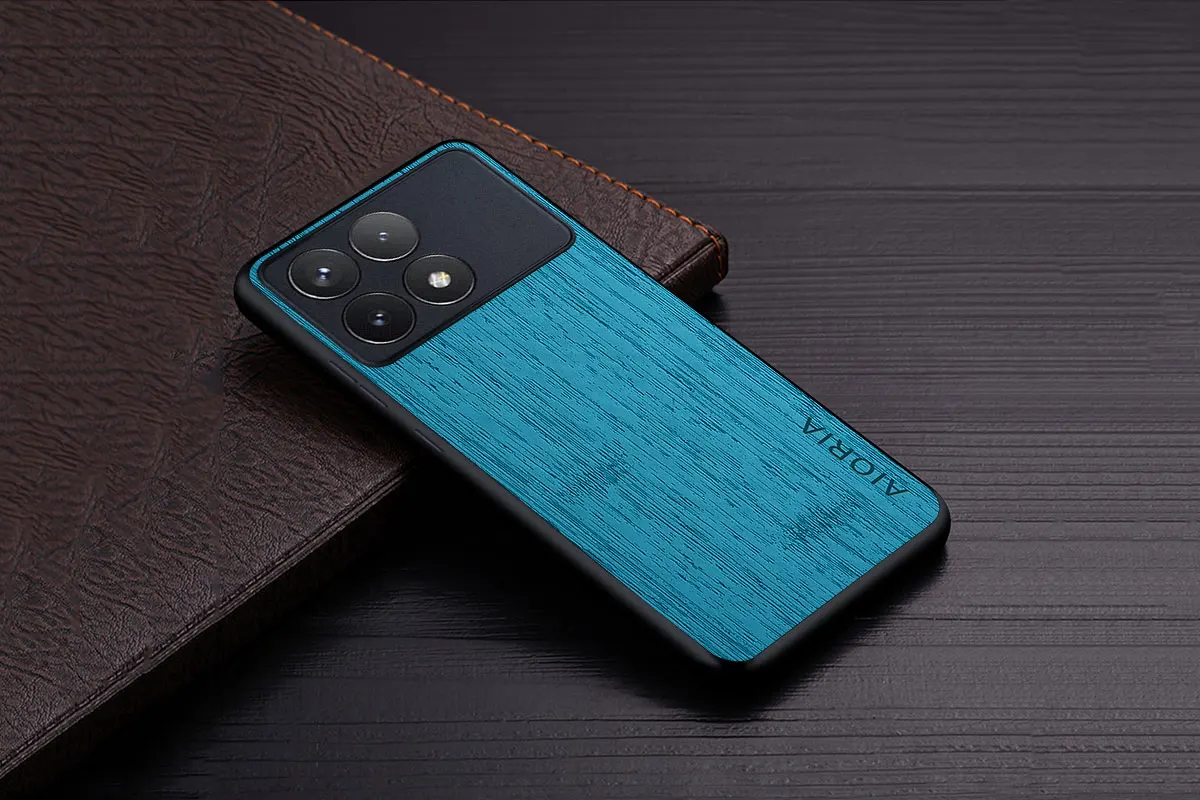 Case for Poco X6 Pro X7 Pro Poco M6 Pro Coque Bamboo Wood Pattern Leather Phone Cover Luxury Funda for Xiaomi Poco X6 Pro Case