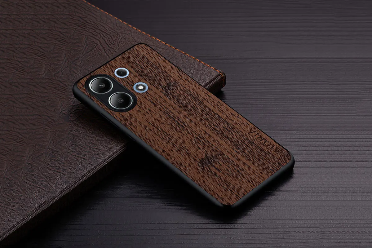 Case for Poco X6 Pro X7 Pro Poco M6 Pro Coque Bamboo Wood Pattern Leather Phone Cover Luxury Funda for Xiaomi Poco X6 Pro Case