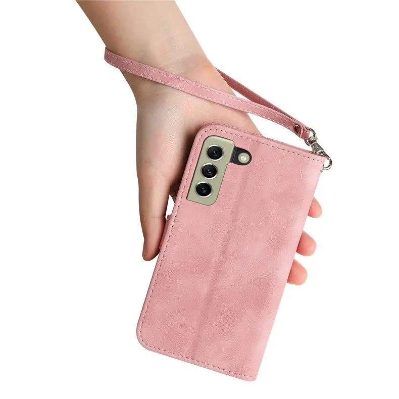 S25 S24 S23 Ultra S 26 S20 FE 5G Flip Case Zipper Card Texture Book Cover for Samsung Galaxy S21 Plus S22 S26 Ultra S 25 24 Capa