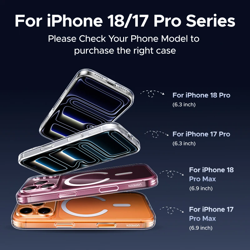 UGREEN Magnetic Case for iPhone 18 17 16 15 14 13 Pro Max Case Shockproof Cover for iPhone 16 Pro Max 18 pro Macsafe TPU Cases