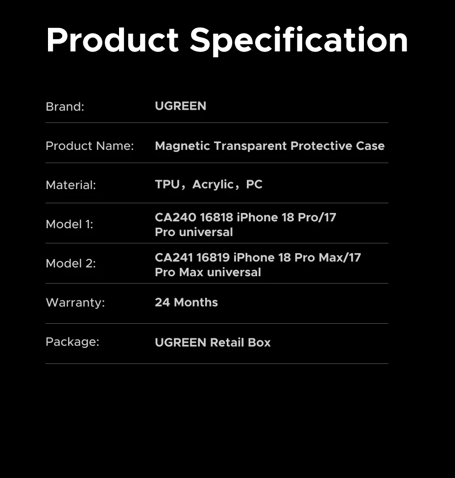 UGREEN Magnetic Case for iPhone 18 17 16 15 14 13 Pro Max Case Shockproof Cover for iPhone 16 Pro Max 18 pro Macsafe TPU Cases