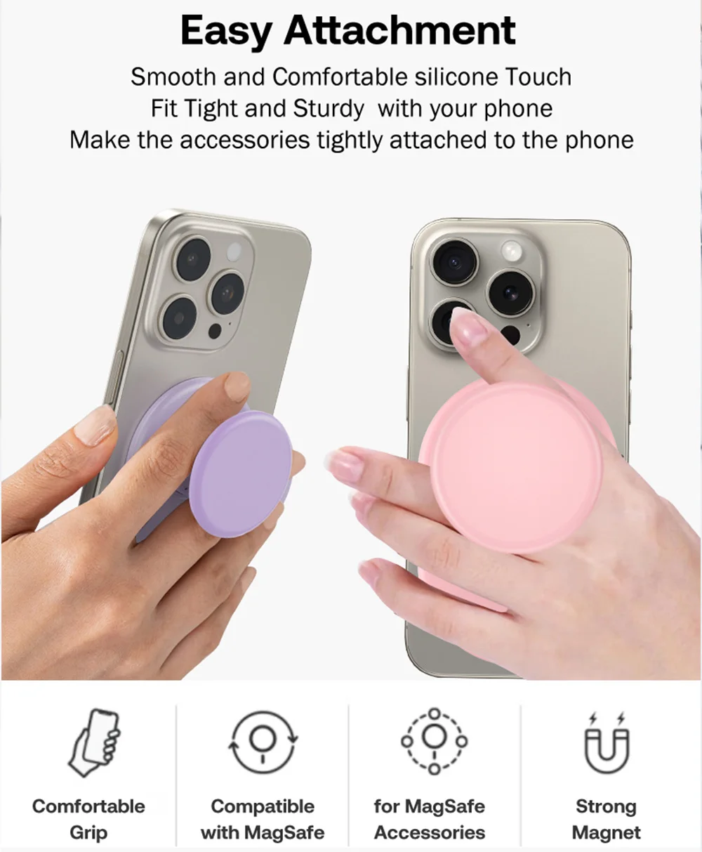 Popping NEW Magnetic Silicone Phone Grip Holder Socket More Comfortably Finger Stand for iPhone 15 14 Magnetic Holder Grip Tok