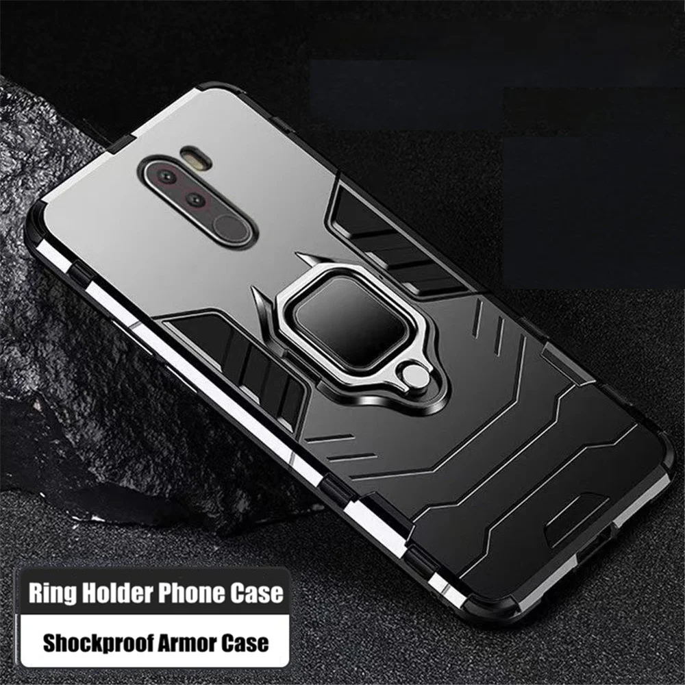 For Pocophone F1 Case For Xiaomi Pocophone F1 Case Shockproof PC+TPU Protective Armor Cover For Poco F1 Magnetic Holder Ring