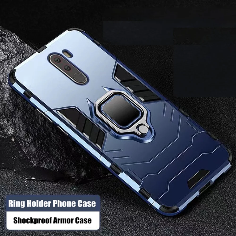 For Pocophone F1 Case For Xiaomi Pocophone F1 Case Shockproof PC+TPU Protective Armor Cover For Poco F1 Magnetic Holder Ring