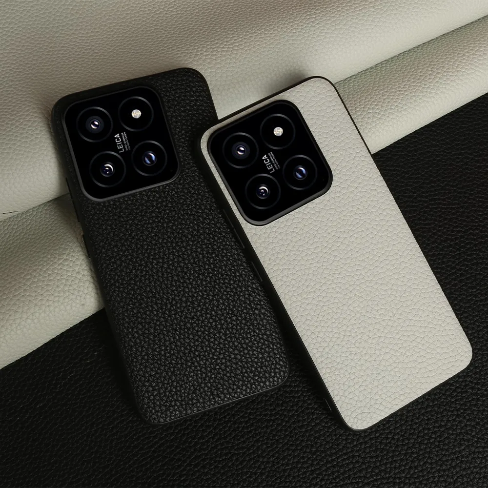 NZN Durable Genuine Leather Case for Xiaomi 14 Cover Full Wrapped Litchi Mi 14TPro 12Pro 12X 12TPro 15Ultra 11Ultra Phone Cases