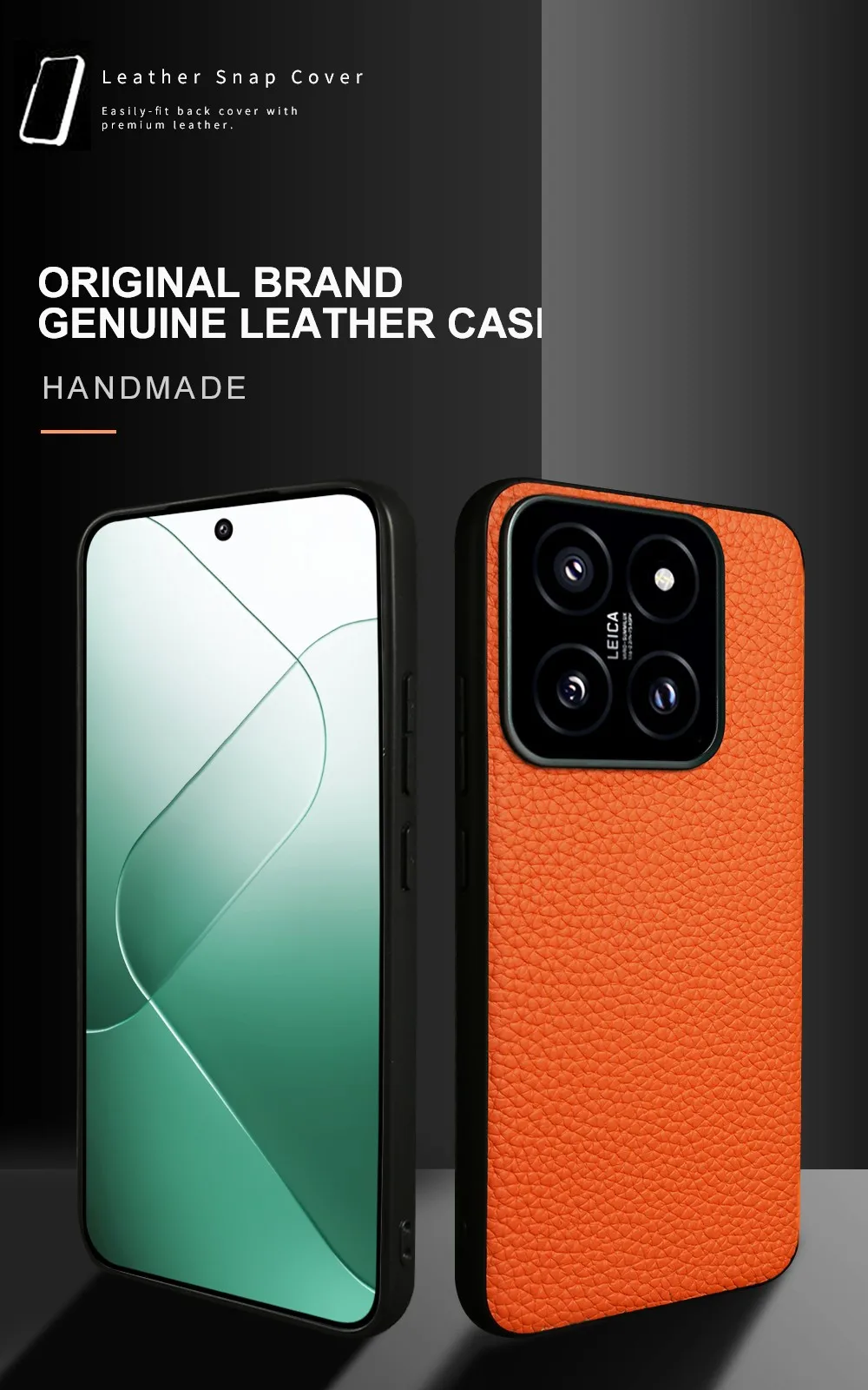 NZN Durable Genuine Leather Case for Xiaomi 14 Cover Full Wrapped Litchi Mi 14TPro 12Pro 12X 12TPro 15Ultra 11Ultra Phone Cases