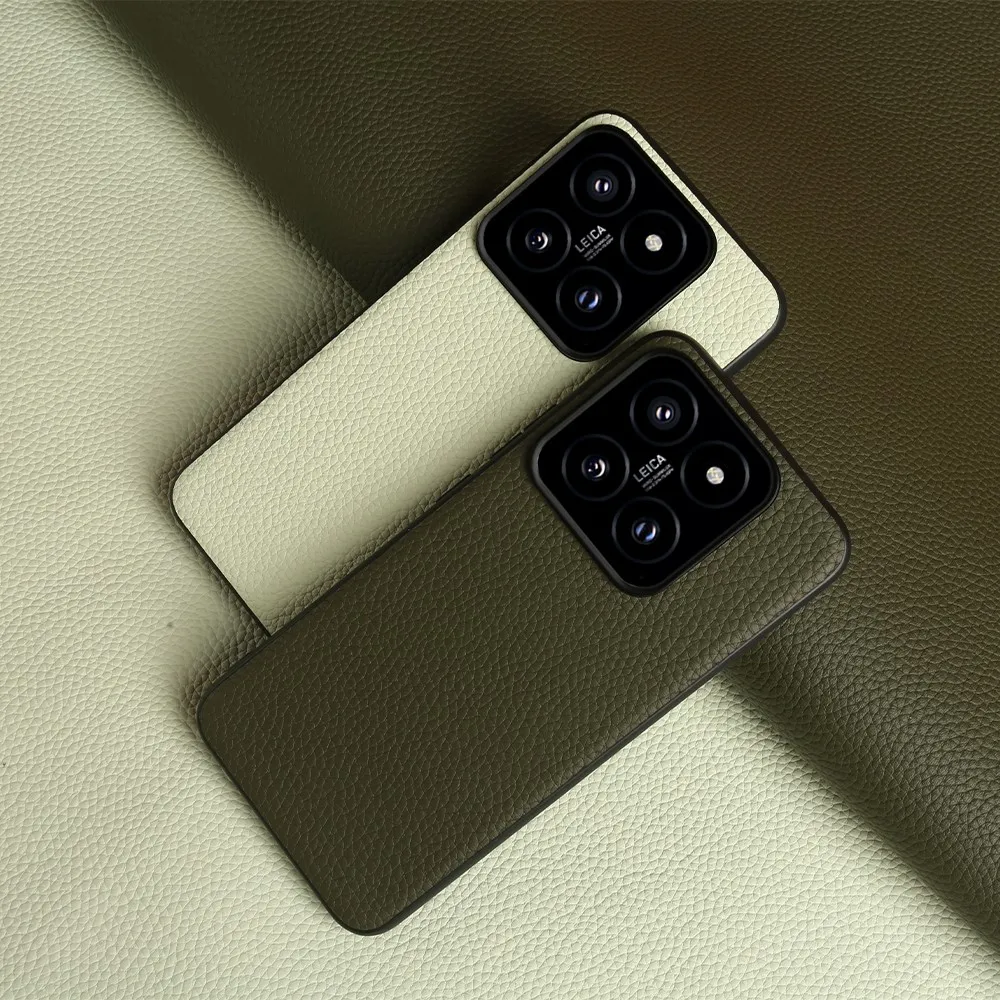 NZN Durable Genuine Leather Case for Xiaomi 14 Cover Full Wrapped Litchi Mi 14TPro 12Pro 12X 12TPro 15Ultra 11Ultra Phone Cases