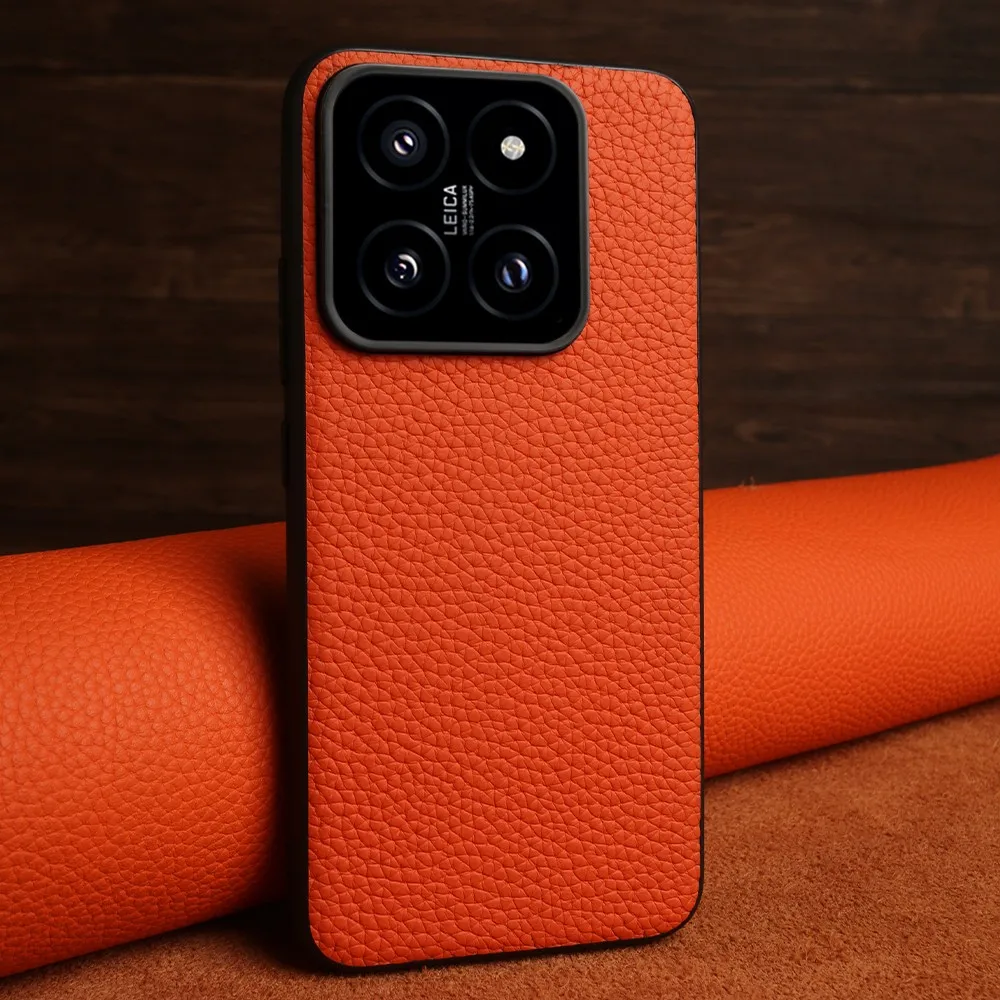 NZN Durable Genuine Leather Case for Xiaomi 14 Cover Full Wrapped Litchi Mi 14TPro 12Pro 12X 12TPro 15Ultra 11Ultra Phone Cases