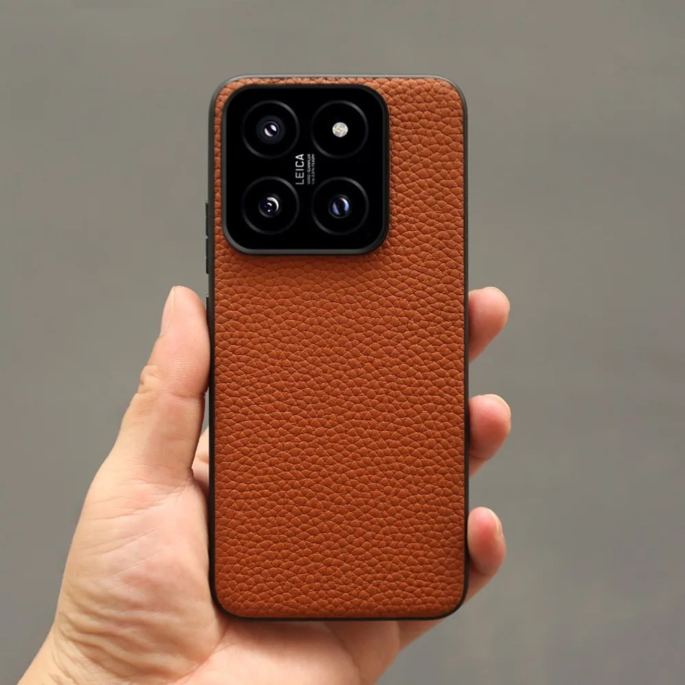 NZN Durable Genuine Leather Case for Xiaomi 14 Cover Full Wrapped Litchi Mi 14TPro 12Pro 12X 12TPro 15Ultra 11Ultra Phone Cases