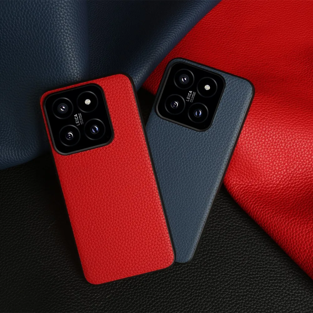 NZN Durable Genuine Leather Case for Xiaomi 14 Cover Full Wrapped Litchi Mi 14TPro 12Pro 12X 12TPro 15Ultra 11Ultra Phone Cases
