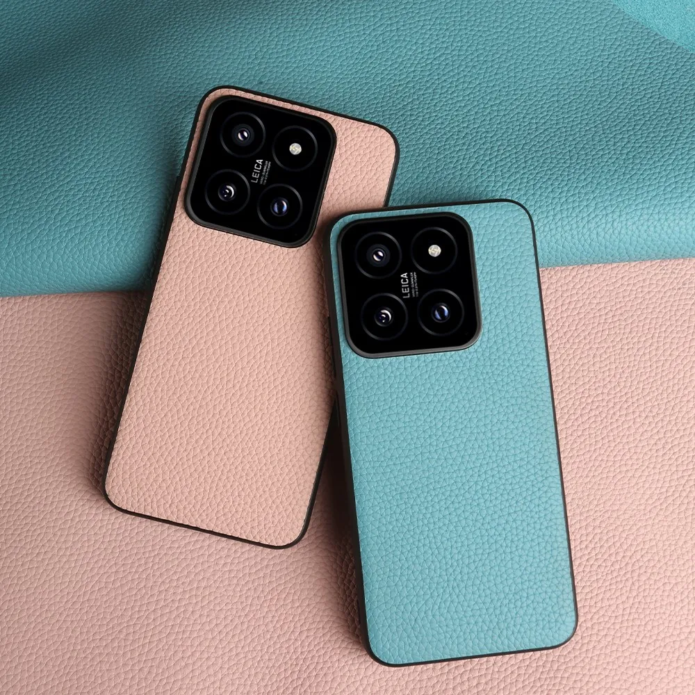 NZN Durable Genuine Leather Case for Xiaomi 14 Cover Full Wrapped Litchi Mi 14TPro 12Pro 12X 12TPro 15Ultra 11Ultra Phone Cases