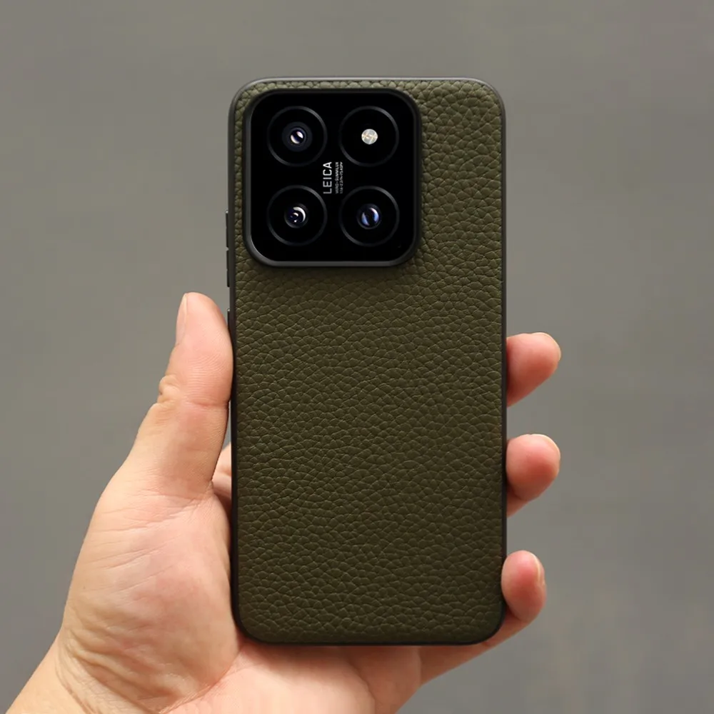 NZN Durable Genuine Leather Case for Xiaomi 14 Cover Full Wrapped Litchi Mi 14TPro 12Pro 12X 12TPro 15Ultra 11Ultra Phone Cases