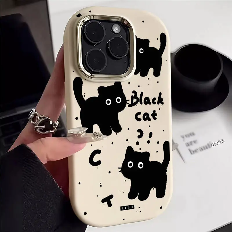 Cute Black Cat Soft Case For Samsung S25 S24 S23 S22 Plus Ultra S23 S24 S20 S21FE A16 A53 A32 A51 A71 A31 A24 Note 20Ultra Cover