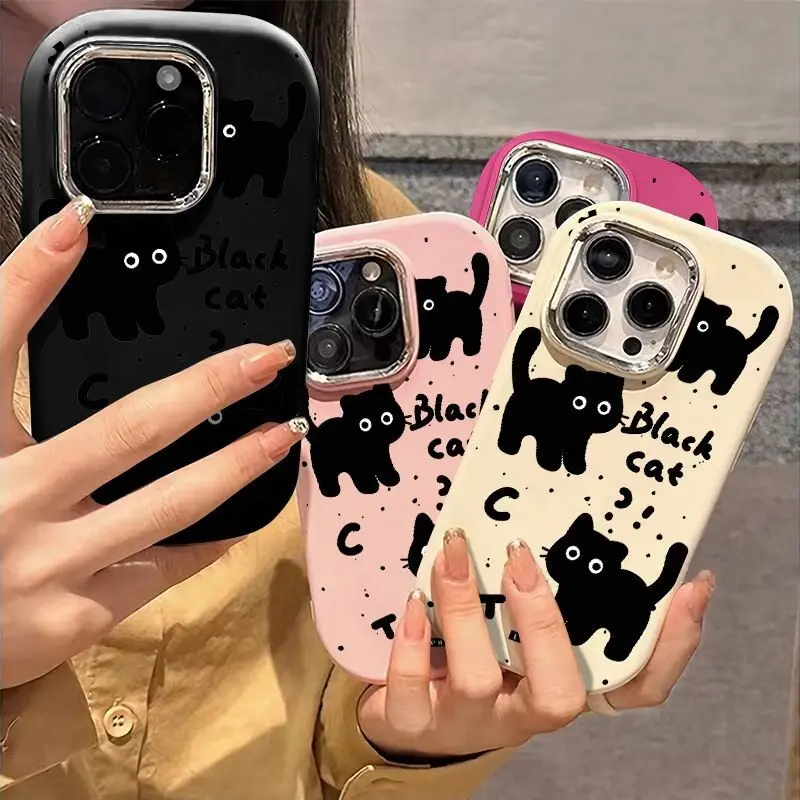 Cute Black Cat Soft Case For Samsung S25 S24 S23 S22 Plus Ultra S23 S24 S20 S21FE A16 A53 A32 A51 A71 A31 A24 Note 20Ultra Cover