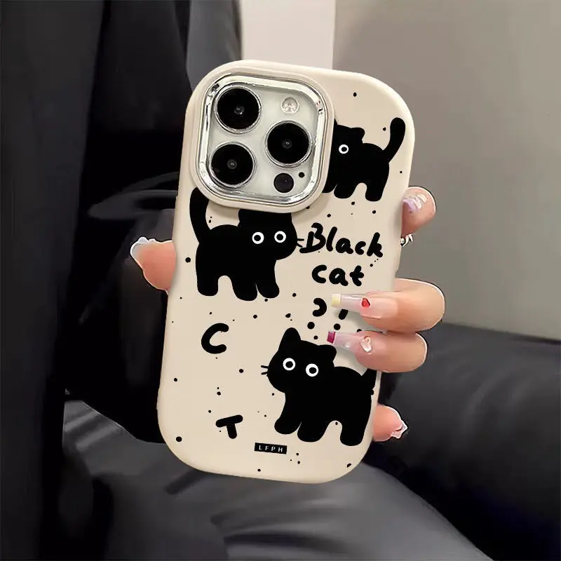 Cute Black Cat Soft Case For Samsung S25 S24 S23 S22 Plus Ultra S23 S24 S20 S21FE A16 A53 A32 A51 A71 A31 A24 Note 20Ultra Cover