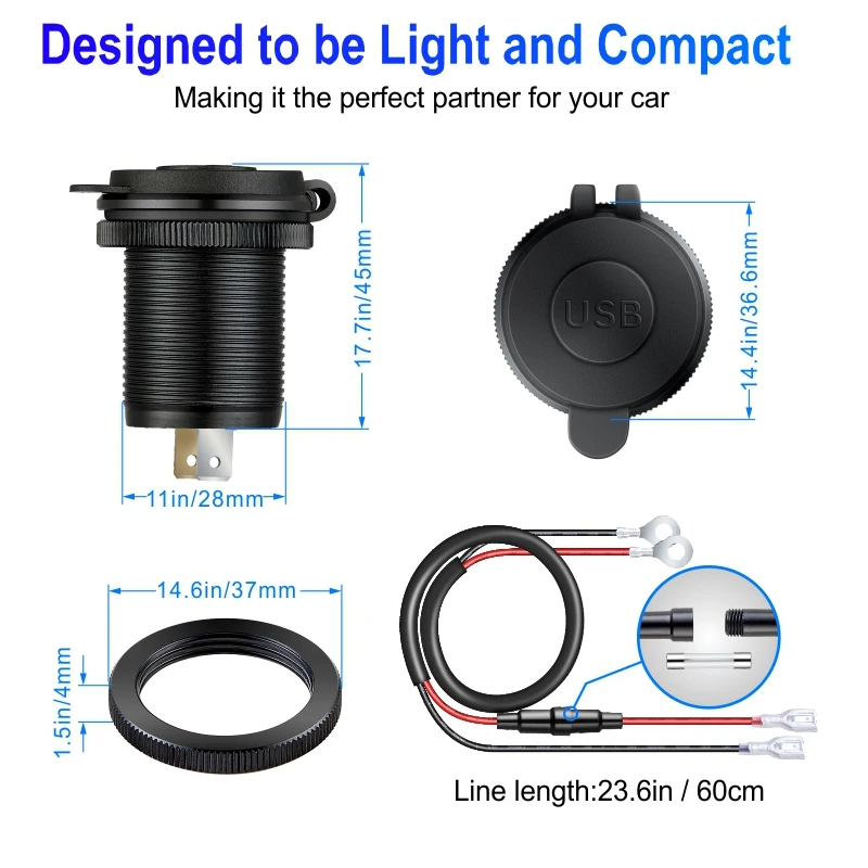 12V USB Outlet Waterproof Charger Socket USB Charging Port for Car Marine Golf 7 6 5 mk7 mk5 mk6 accessoires Charger Socket