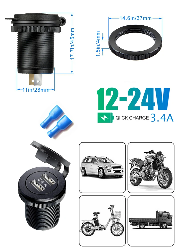 12V USB Outlet Waterproof Charger Socket USB Charging Port for Car Marine Golf 7 6 5 mk7 mk5 mk6 accessoires Charger Socket