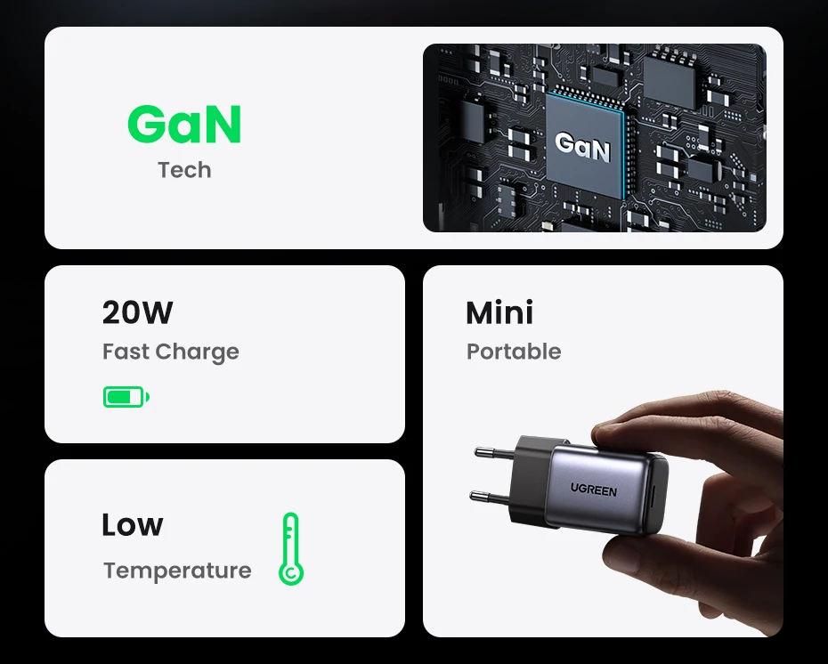 UGREEN 20W 30W GaN Charger PD Fast USB Type C Charger USB C PD3.0 QC3.0 Quick Charging For iPhone 14 13 12 11